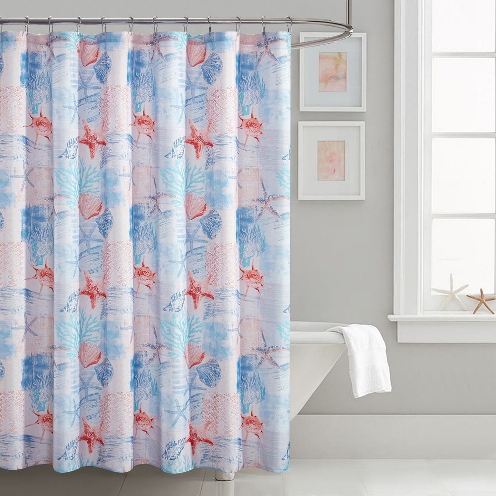 Costal Printed Fabric Shower Curtain